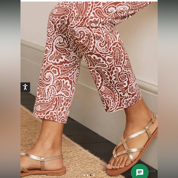 NWOT Boden Pull On Ankle Trousers Red Oak Summer Paisley Brown White Straight 10 - Picture 3 of 14